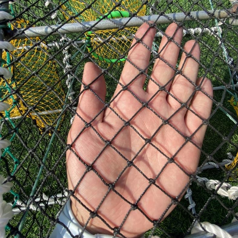 High strength metal support frame HDPE woven mesh bag 3-hole aquaculture trap cage deep-sea crab pot trap