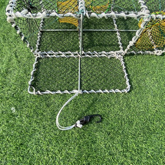 High strength metal support frame HDPE woven mesh bag 3-hole aquaculture trap cage deep-sea crab pot trap