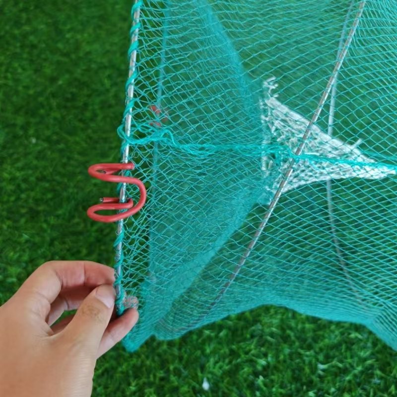 PVC-Coated Steel Wire Frame Crab Traps 105*45cm Aquaculture Equipment Cages with Bait Box Fish Traps