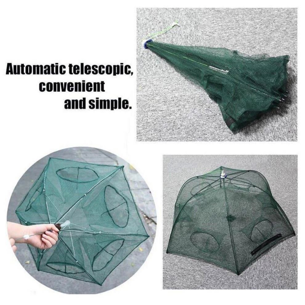 Folding Fly Fishing Net 4-6-8-12-18 Hole Automatic Pull Rope Throw Shrimp Crab Trap Fishing Net