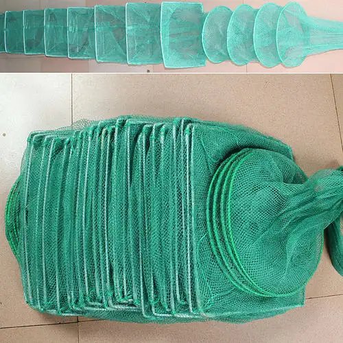 Aquaculture trap 9.5M long HDPE long fishing trap Crab, shrimp, lobster crawling with zipper opening Plastic coated steel wire