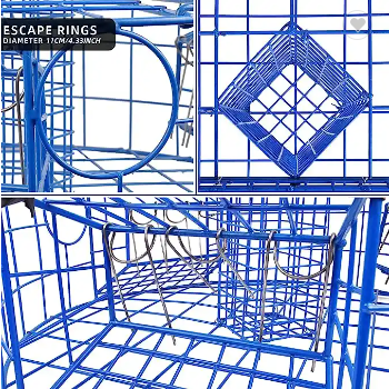 Heavy Duty Crab trap Blue fishing trap metal net cage lobster trap