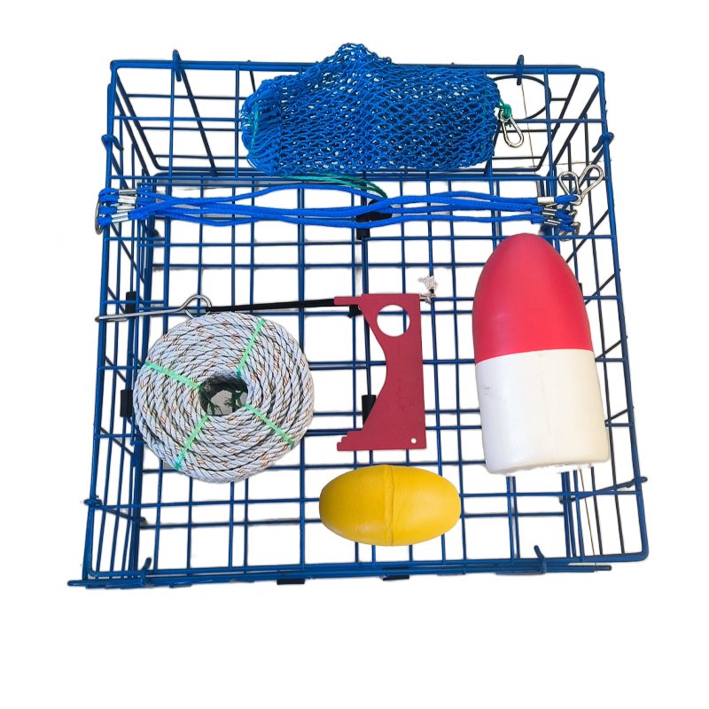 Portable Folding crab cage blue aquaculture trap Seven-piece set Fishing Bait Trap Crab Traps for lobster shrimp crab