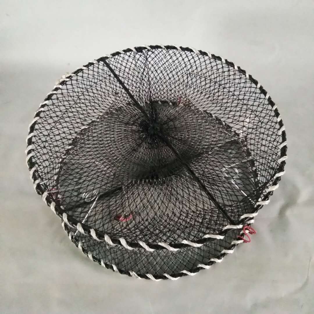 Collapsible spring loaded crab pot foldable round crab trap