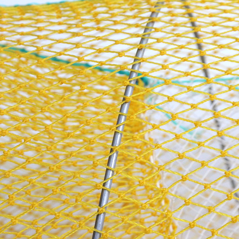 Hot sale HDPE Galvanized frame spring trap fish round Yellow thicken mesh Folding spring Fish Trap Cage Pots America Fishing net