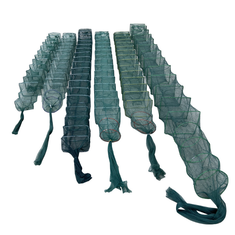 4.8m Folding Crab Cage Greatwall Long Fishing Bait Crayfish/Crab/Lobster cages Shrimp Fishing cage Trap 28*22cm 19 sections
