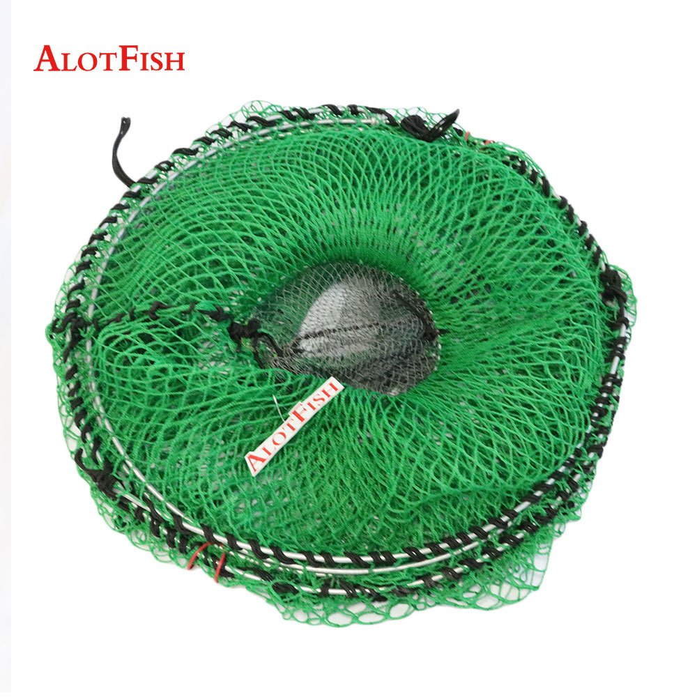 Hot sale 70x140cm big fishing trap black and green knotless netting HDG steel 6mm crab traps