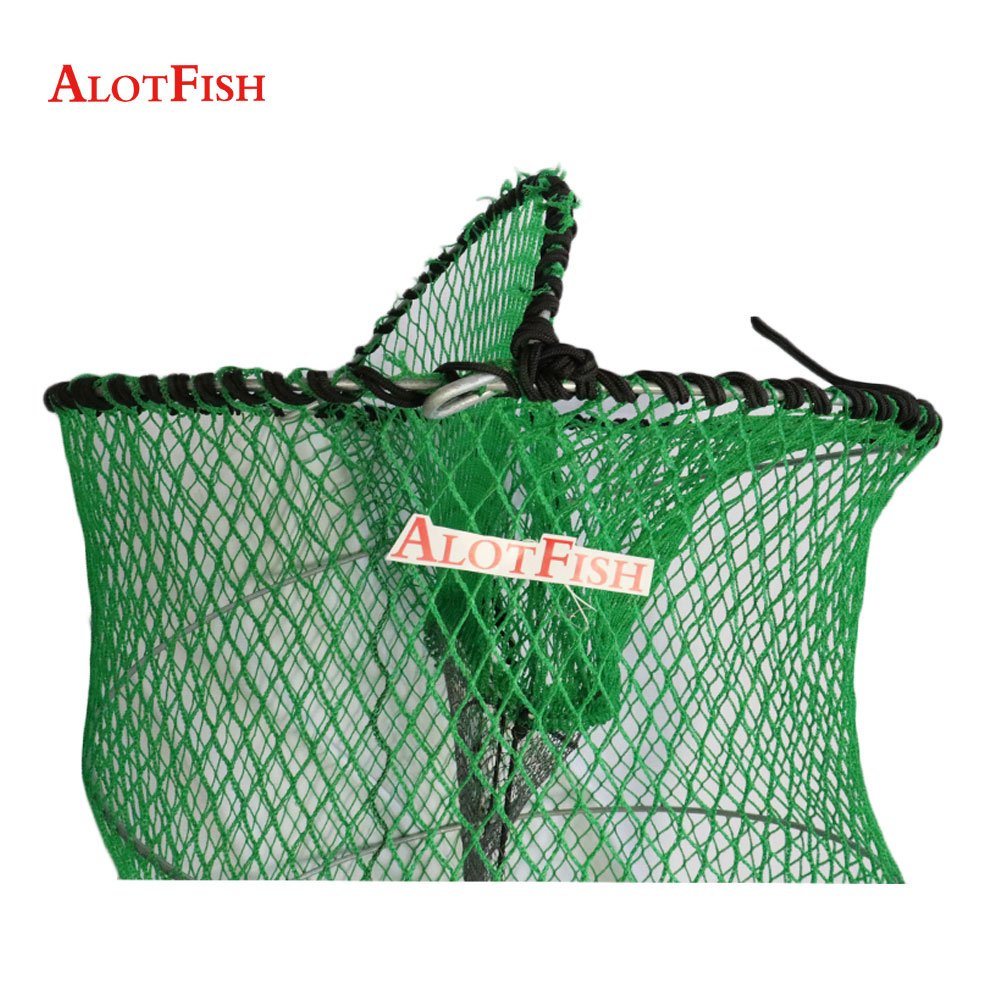 Hot sale 70x140cm big fishing trap black and green knotless netting HDG steel 6mm crab traps