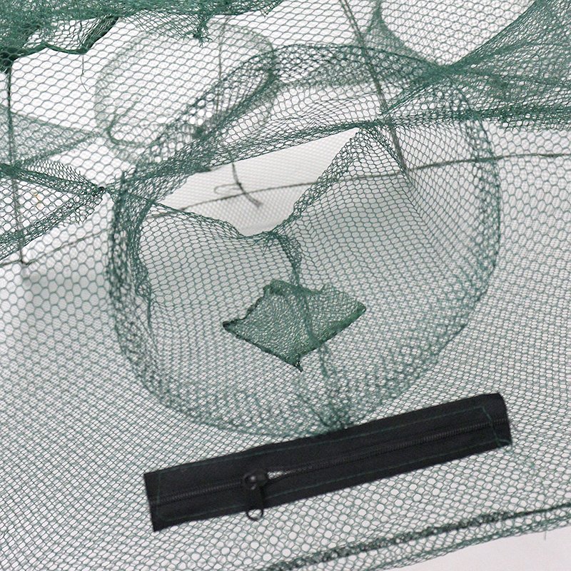 Nylon 4 Hole Fish Cage in The Sea Floating Fish Cages Umbrella Woven Bag Fishing Net Galvanized Hot PE for Sale Net Round Green