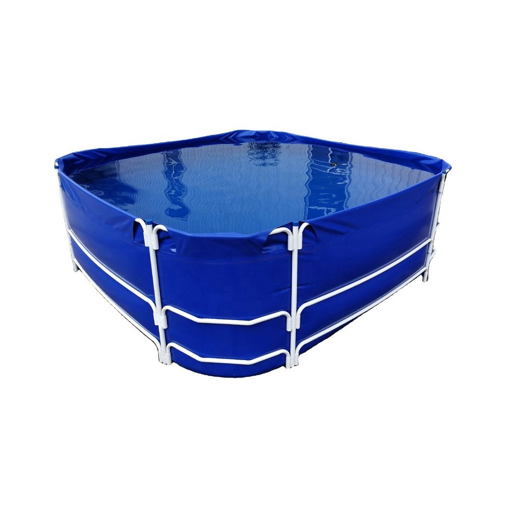 Square fishing tanks PVC tarpaulin farming tank galvanized pipe frame fishponds aquaculture customized system