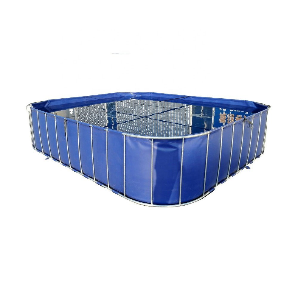 Square fishing tanks PVC tarpaulin farming tank galvanized pipe frame fishponds aquaculture customized system