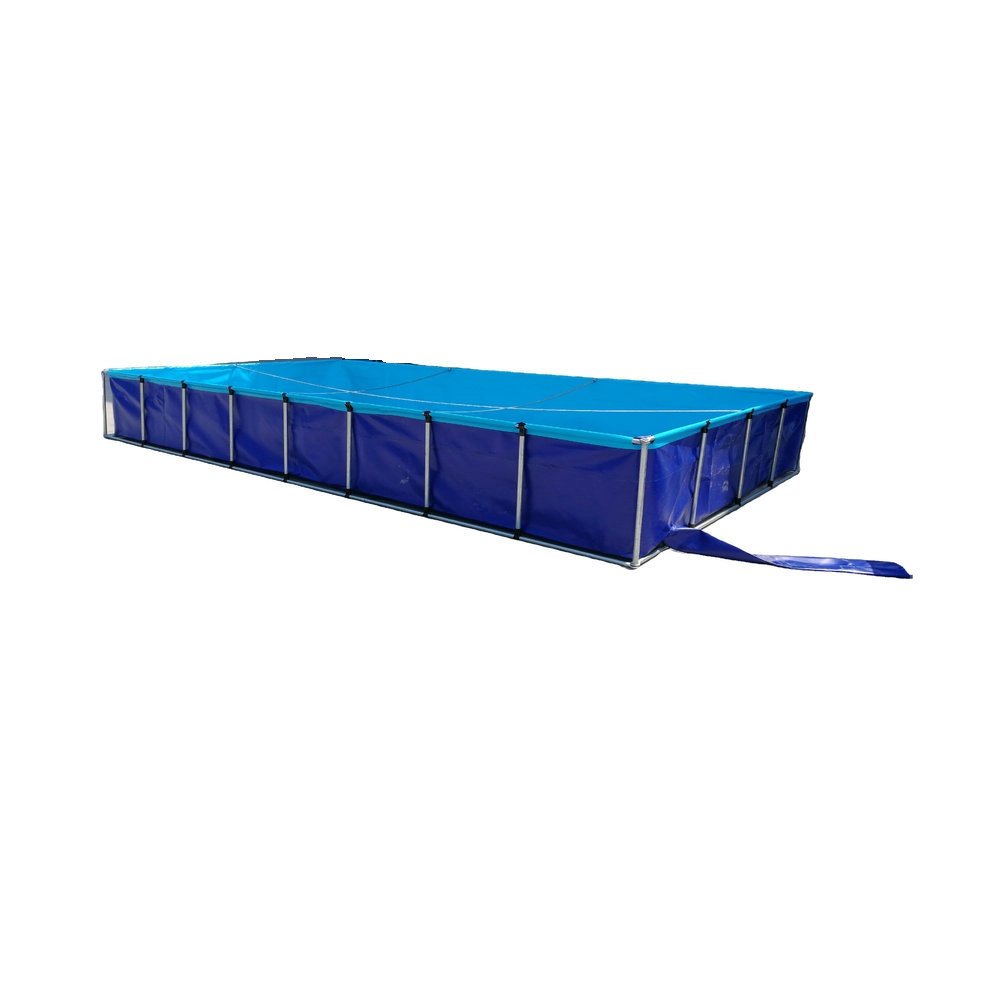 Square fishing tanks PVC tarpaulin farming tank galvanized pipe frame fishponds aquaculture customized system