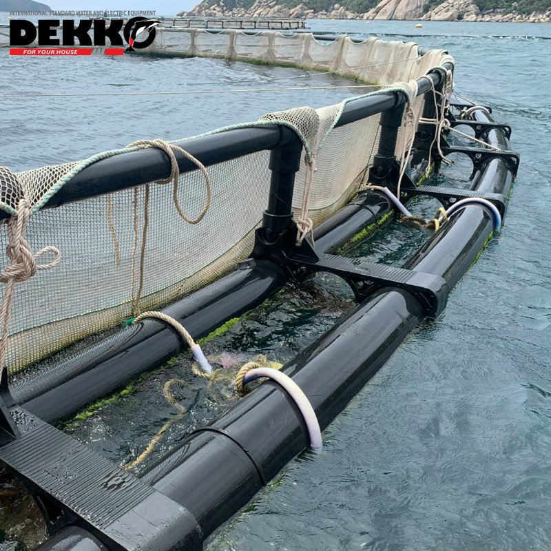 DEKKO HDPE Floating Aquaculture Cage Cheap Price Double Tube Square Fish Cage for Tilapia Fish Farming with Pattern Fishing Trap