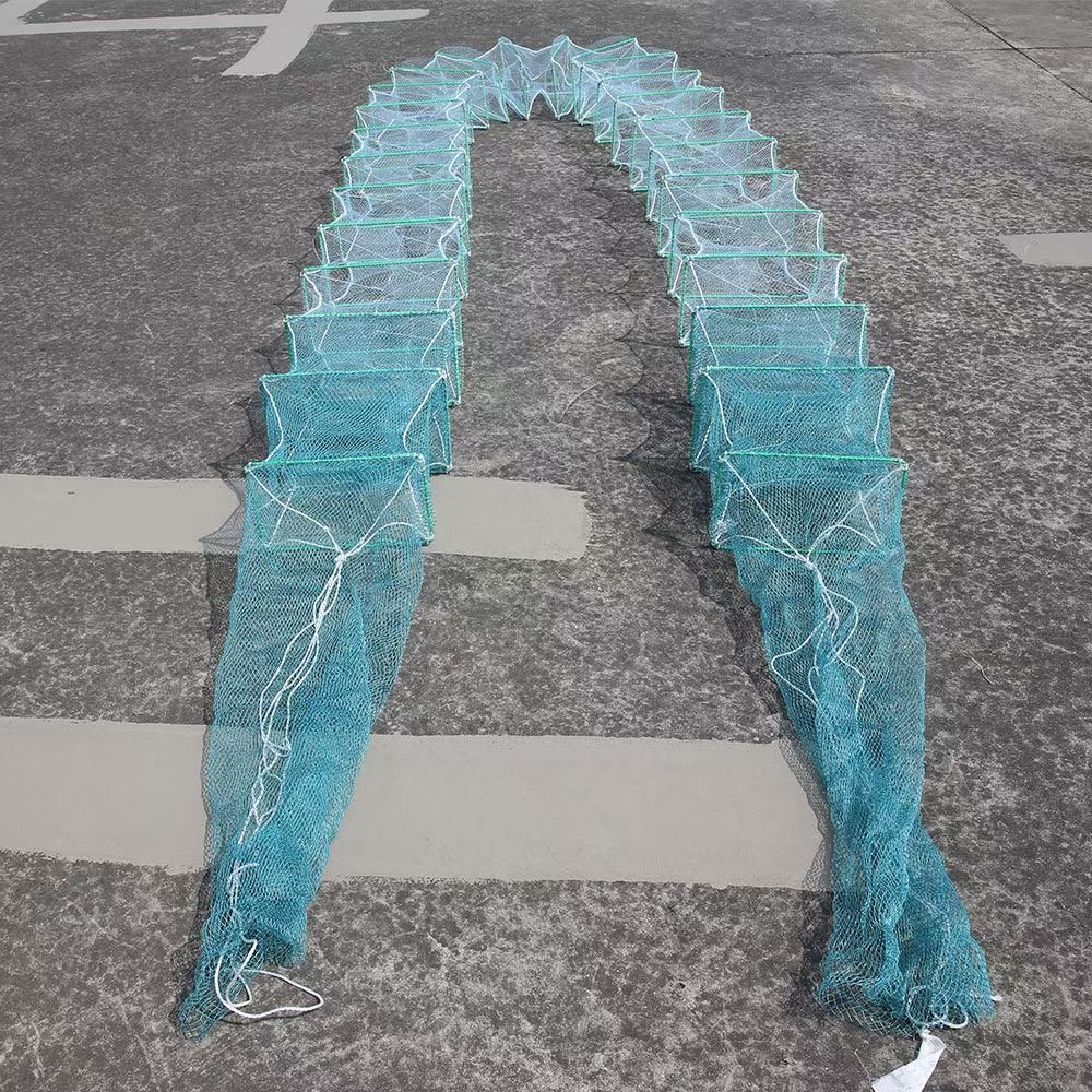 Pe/nylon Long Trap Fishing Monofilament Cage Shrimp Cage Green Crabs Traps for River Fishing
