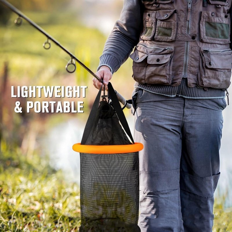 Foldable Fish And Shrimp Trap Floating Net Protective Nylon Cage With Drawstring Crab Basket Monofilament Style For Fishing