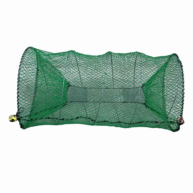 70x140cm Big Size Green Mesh Coil Spring Folding Crab Fishing Pot Loaded Black Cod Fish Traps for Alaska with bait jars