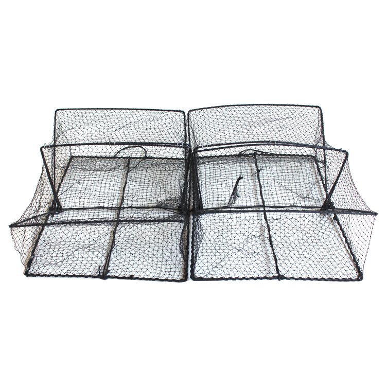 Crab Lobster Shrimp Square Cage Nylon Knotless Net Trap Portable Folded Trap Pot
