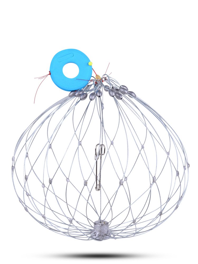 Wholesale 52cm 62cm 72cm Foldable Crab Pot Aquaculture Shrimp Trap steel wire saltwater crab trap