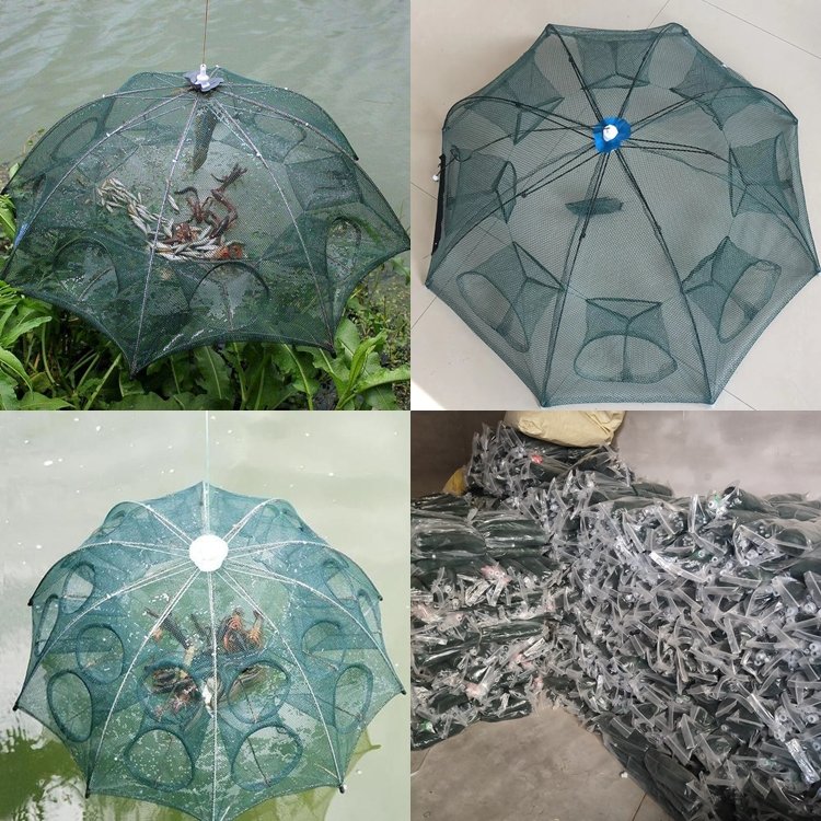 Strengthened 20 Holes Automatic Fishing Net Shrimp Cage Nylon Foldable Crab Fish Trap Cast Net Cast Folding Fishing Net