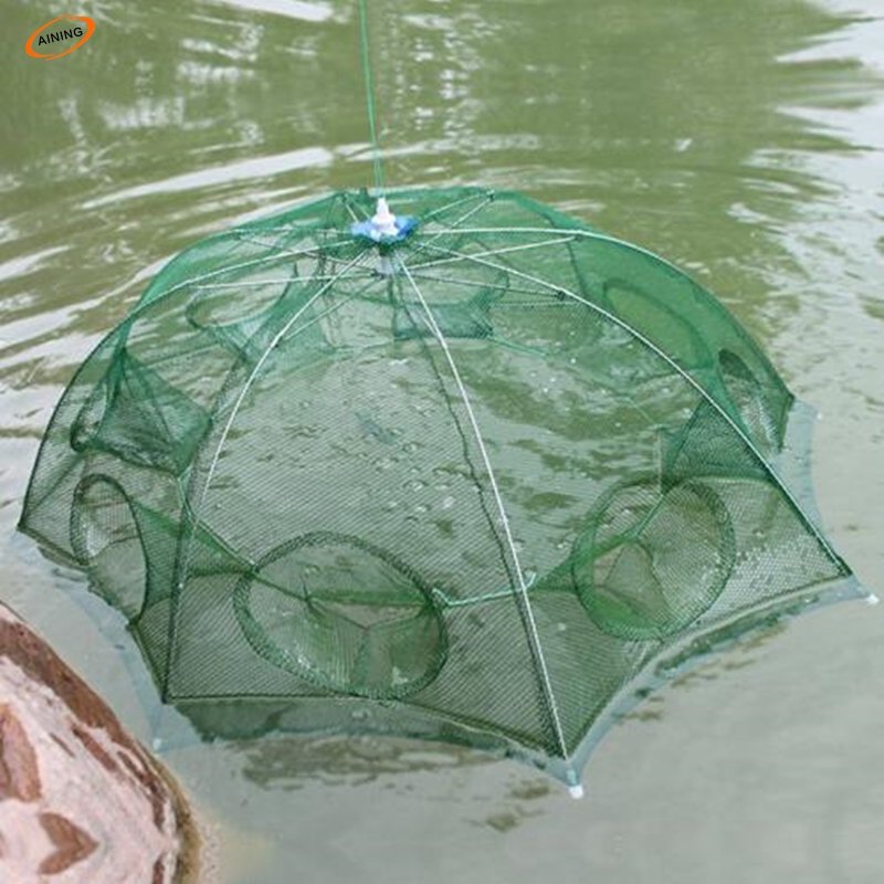 Strengthened 20 Holes Automatic Fishing Net Shrimp Cage Nylon Foldable Crab Fish Trap Cast Net Cast Folding Fishing Net