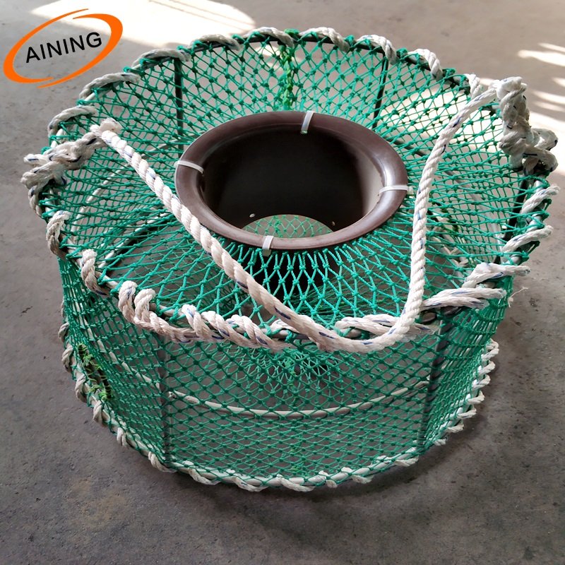 Black Mesh Deap Sea Strong Welded Steel Frame PE muitifilament King Bone Crab Pot Snow Crab Traps for Water Prawn