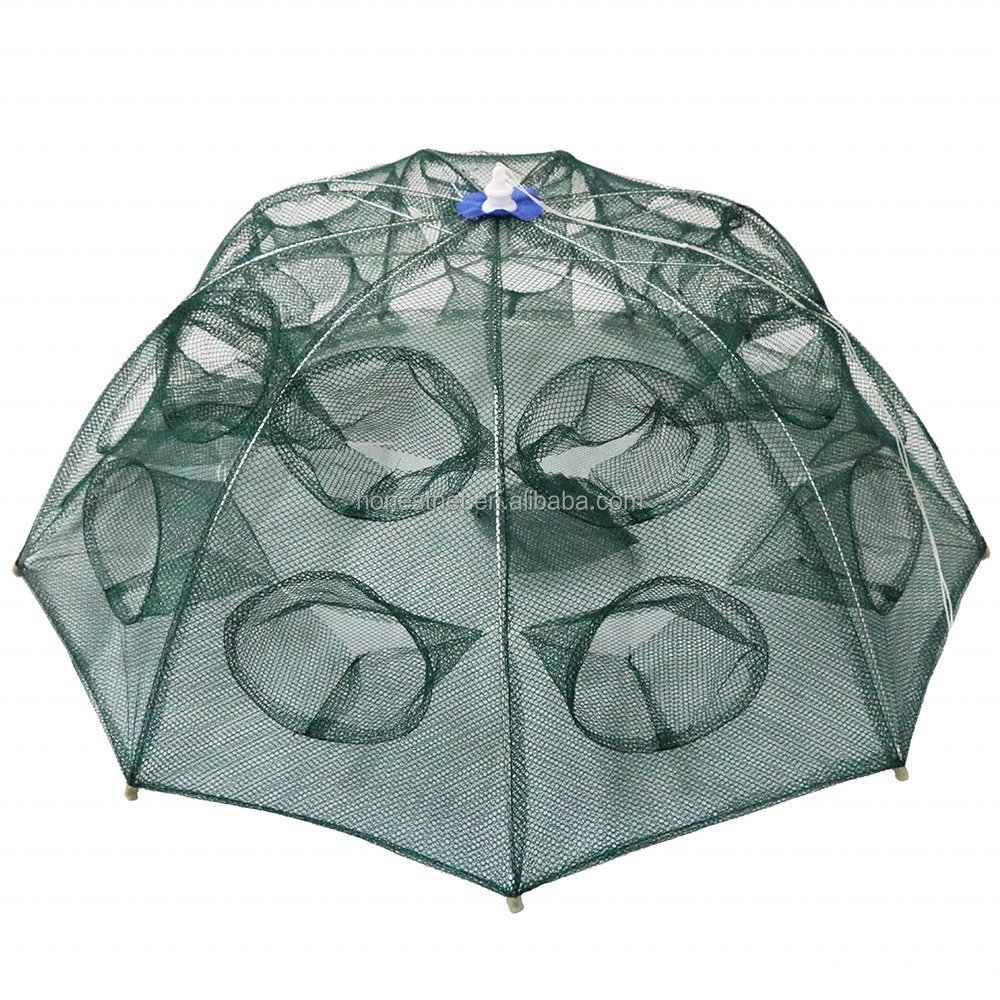 Wholesale Automatic Trap Nylon Mesh Folded 4/6/8 Holes Umbrella Fish Net Trap