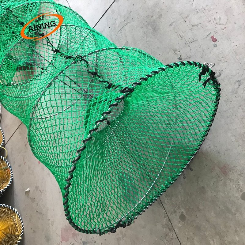 7mm, 8mm frame 70*140cm 80*150cm Galvanized Steel Deep Sea Folding Commercial Coil Spring Fishing Lobster Crab Fish Trap Pot