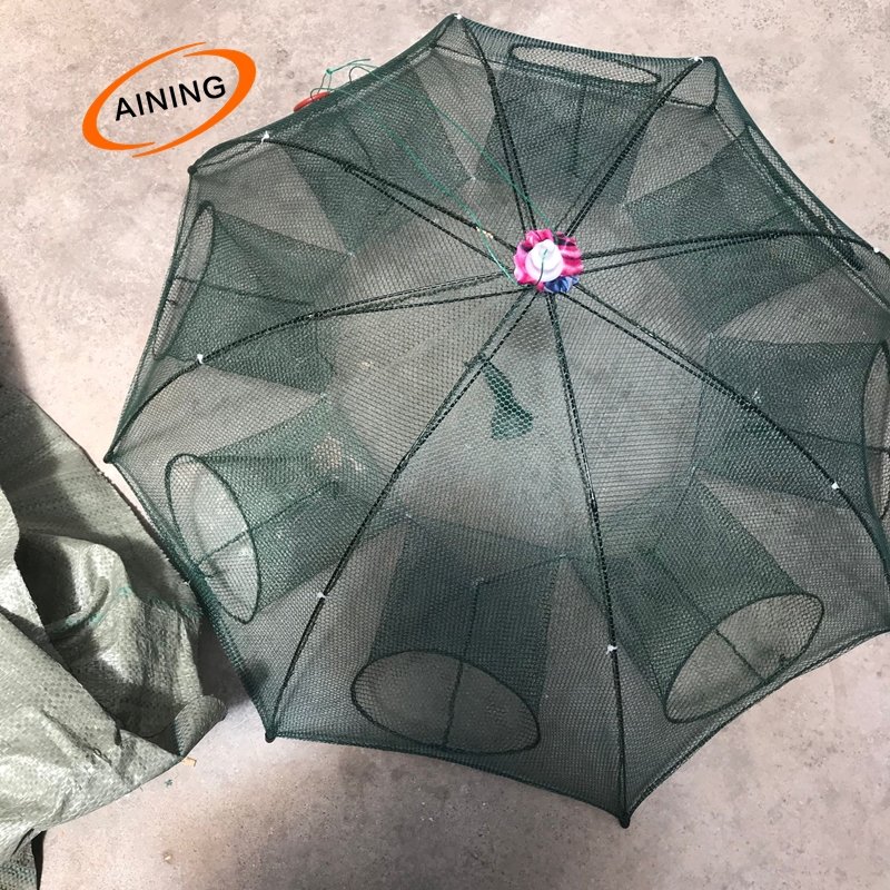 Folded Portable 6 Hole Automatic Fishing Shrimp Mesh Trap