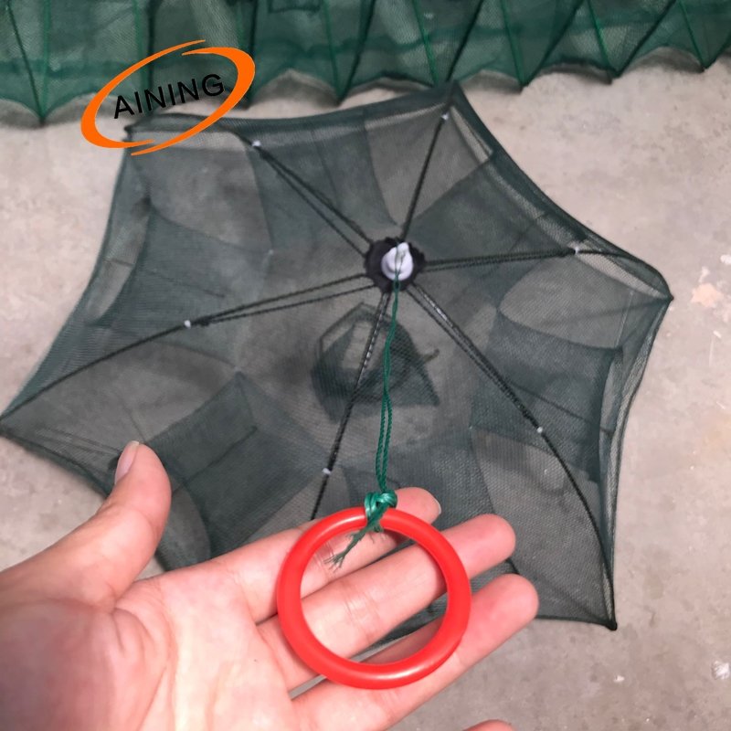 Folded Portable 6 Hole Automatic Fishing Shrimp Mesh Trap