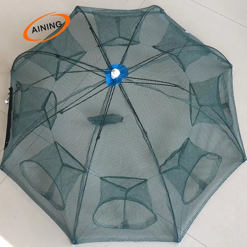 Folded Portable 6 Hole Automatic Fishing Shrimp Mesh Trap
