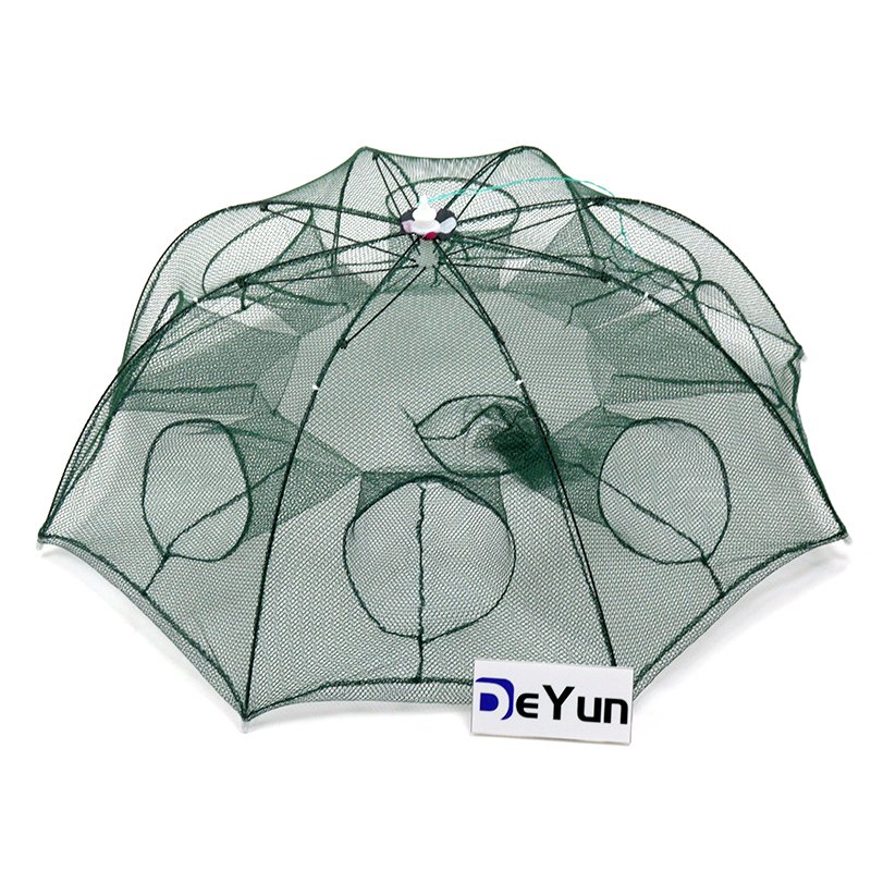 Aquaculture Trap Collapsible Fishing Net Umbrella-shaped Automatic Shrimp Cage Crayfish Catcher Tank Woven Bag Fish Farming 60cm
