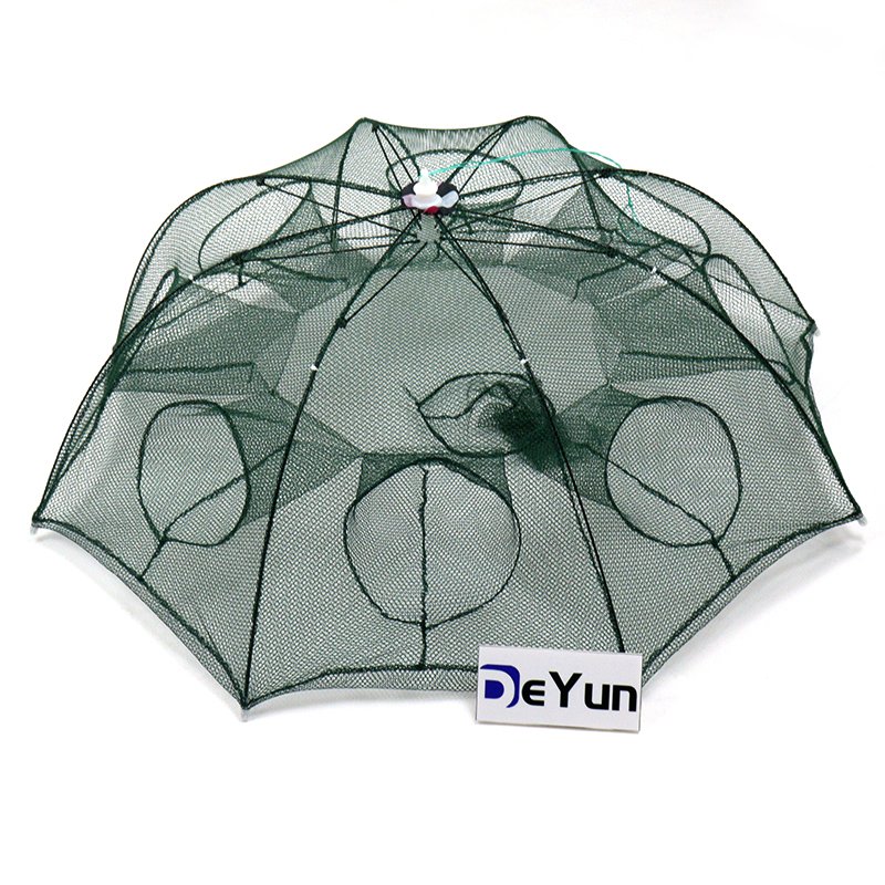 Aquaculture Trap Collapsible Fishing Net Umbrella-shaped Automatic Shrimp Cage Crayfish Catcher Tank Woven Bag Fish Farming 60cm