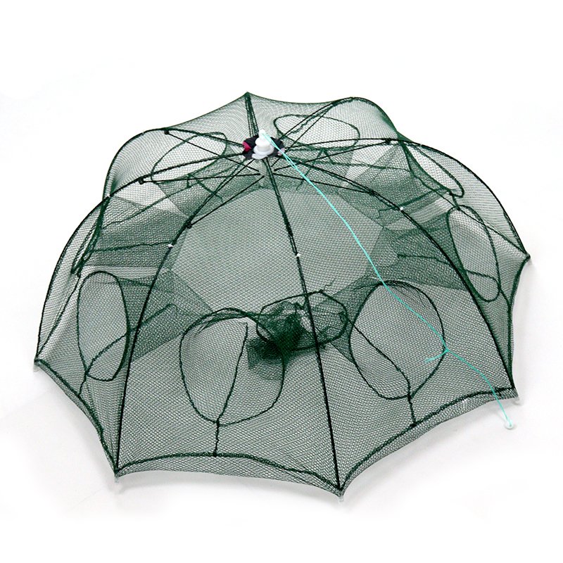 Aquaculture Trap Collapsible Fishing Net Umbrella-shaped Automatic Shrimp Cage Crayfish Catcher Tank Woven Bag Fish Farming 60cm