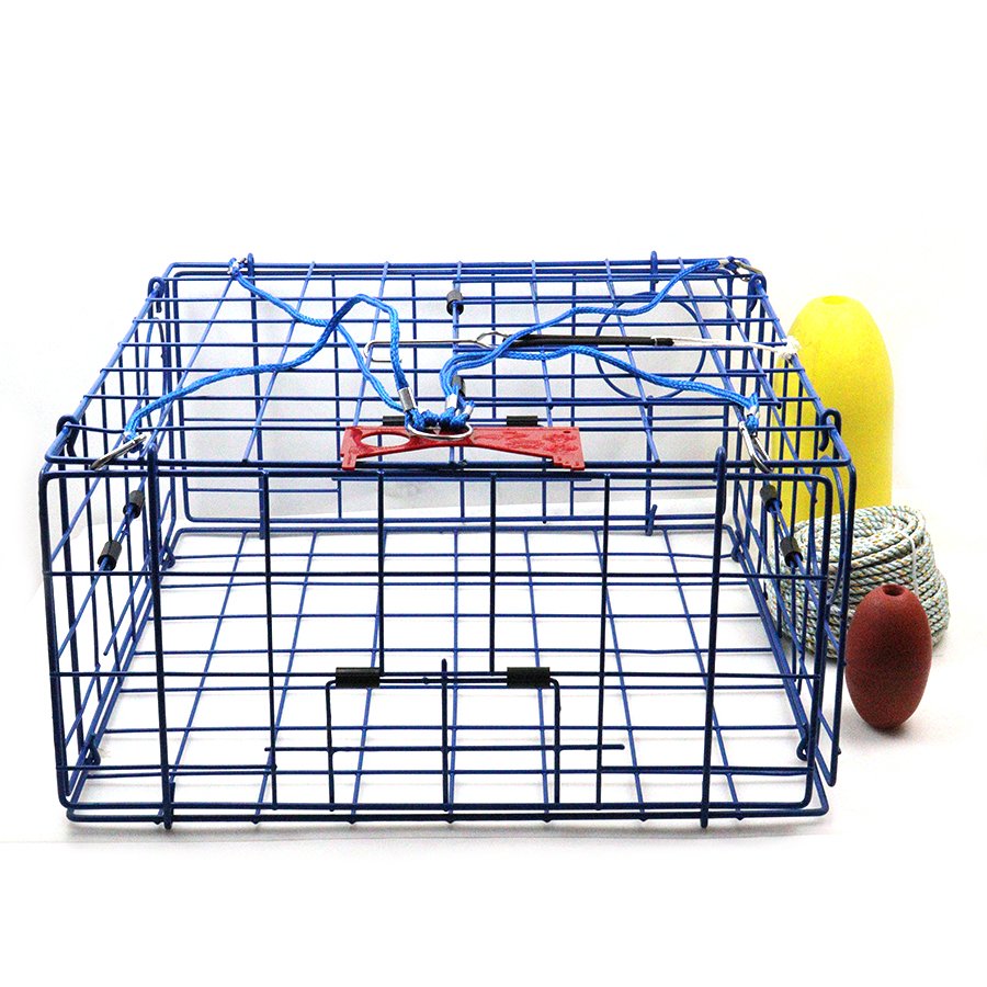 Portable Folding crab cage blue aquaculture trap Seven-piece set Fishing Bait Trap Crab Traps for lobster shrimp crab