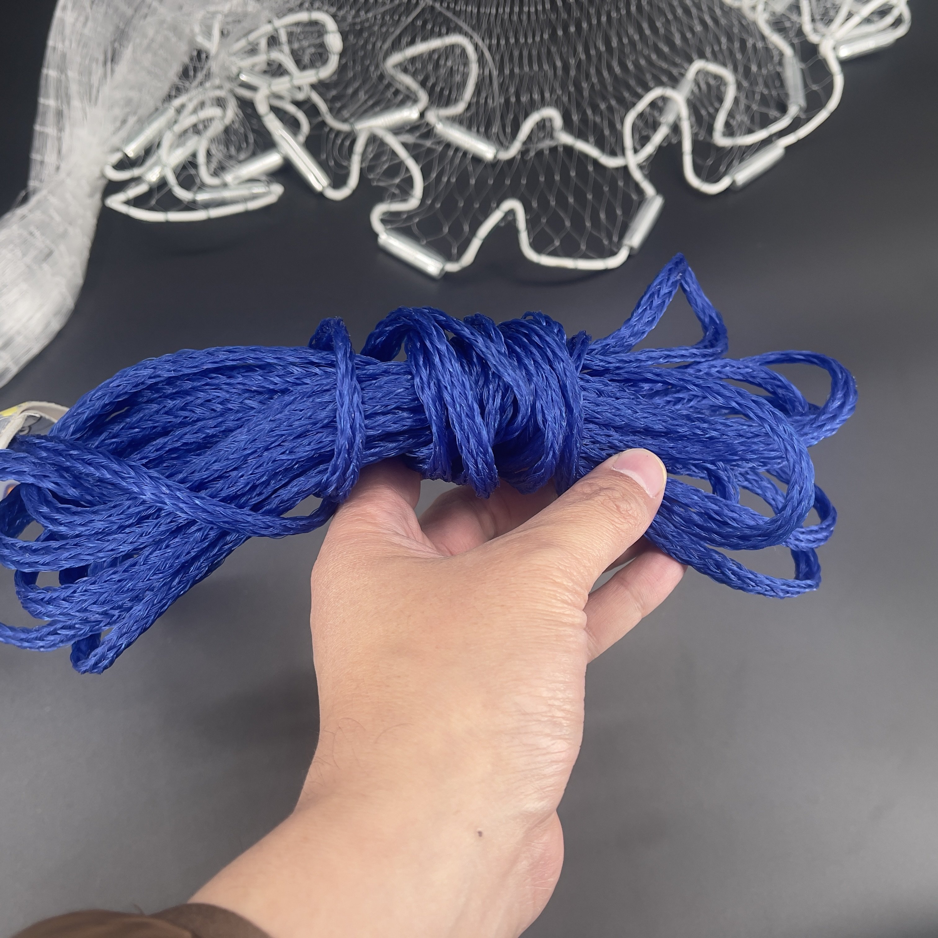 4-12ft Aluminum ring drawstring throw fishing net nylon monofilament hand cast net