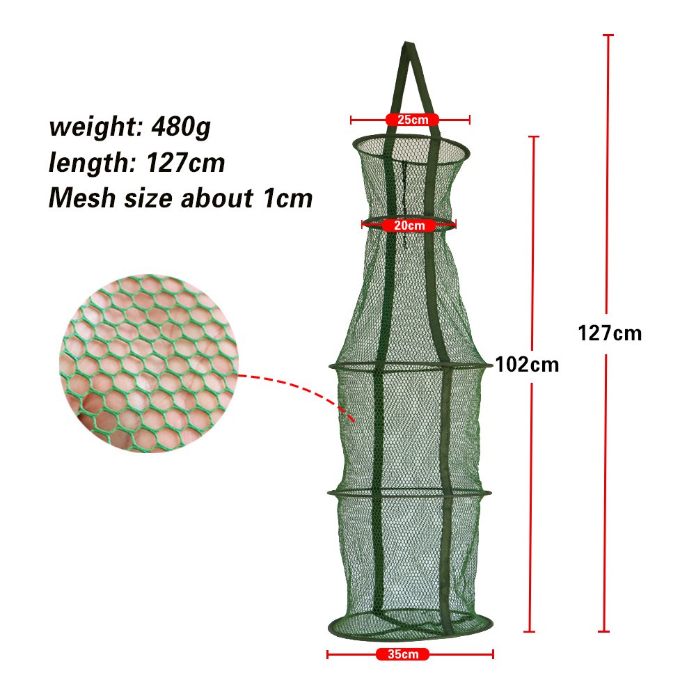 High Quality 480g 127cm Nylon Mesh Fishing Net Basket Folding Crab Cage Fishing Nets Lobster Aquaculture Trap