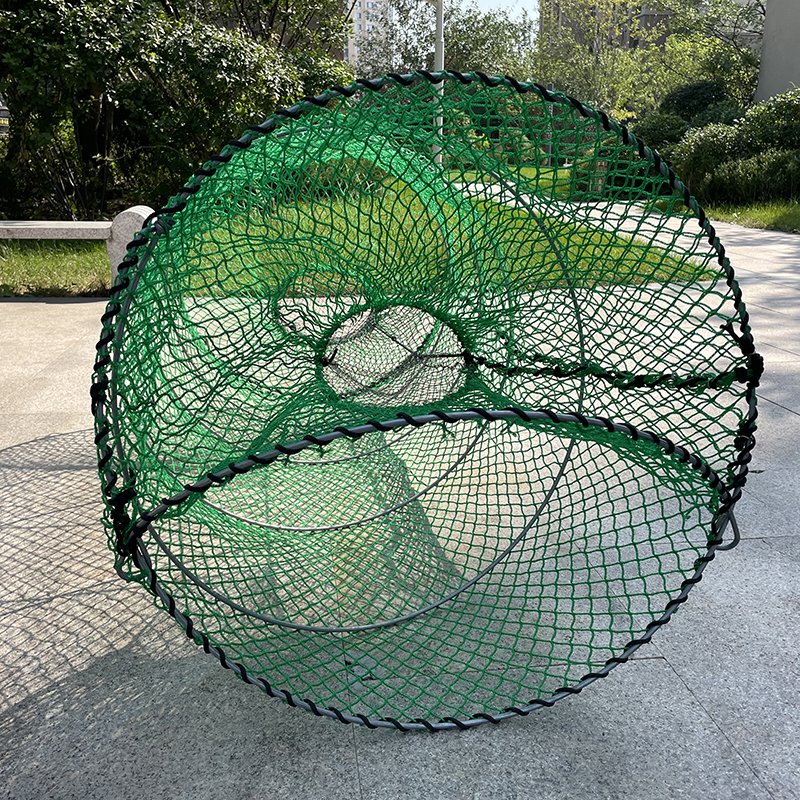 Strong Factory Large Diameter 70cm Coil Spring Fish Trap Black Cod Pot for Deep Sea