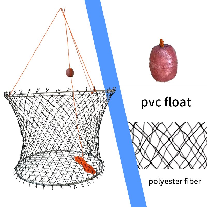 portable Fishing net Crab Ring Trap Bait casting crab trap net aquaculture trap with Fishing Buoy Marker Floats for lobster
