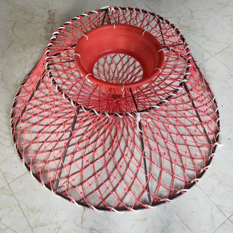 Heavy-Duty Crab Pot Lobster Trap Galvanized Plastic Coated Two-Entrance Steel Frame Nylon PE HDPE Netting Crab Fishing Tool