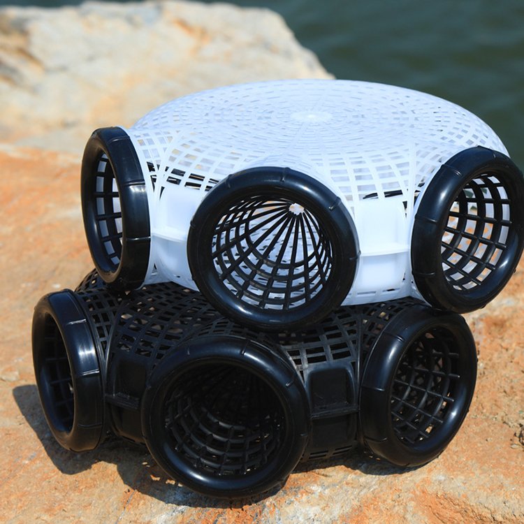 Wholesale portable plastic three inlets fishing net cages eel crab shrimp trap fishing trap