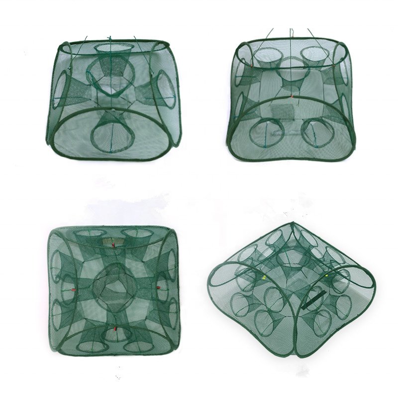 New Design Collapsible Portable 9-21 Holes Design Folded Automatic Crab Trap Fishing Net for Catching Smelt Crab Lobster Shrimp