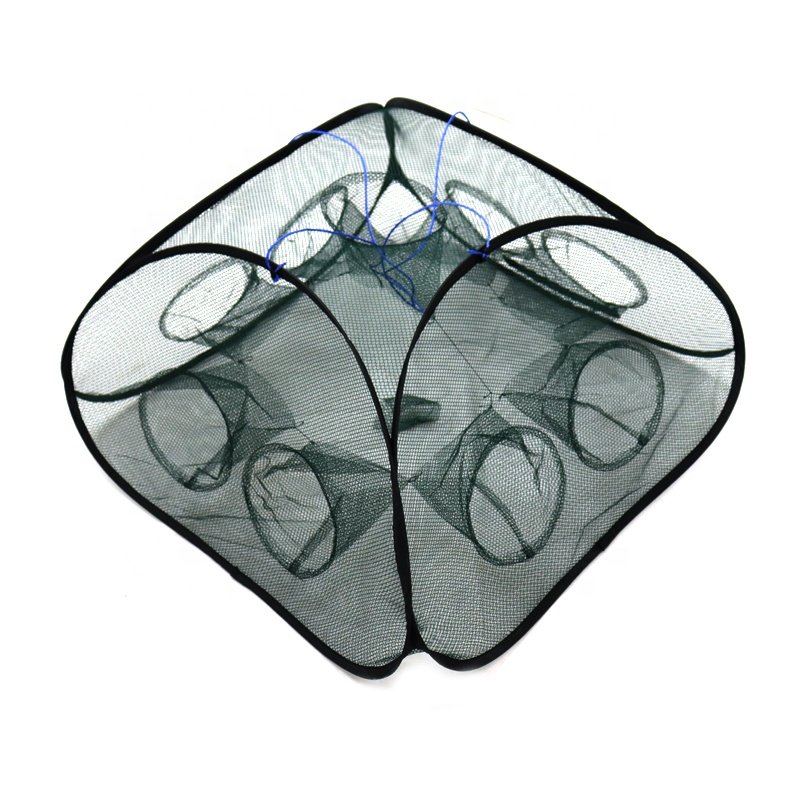 New Design Collapsible Portable 9-21 Holes Design Folded Automatic Crab Trap Fishing Net for Catching Smelt Crab Lobster Shrimp