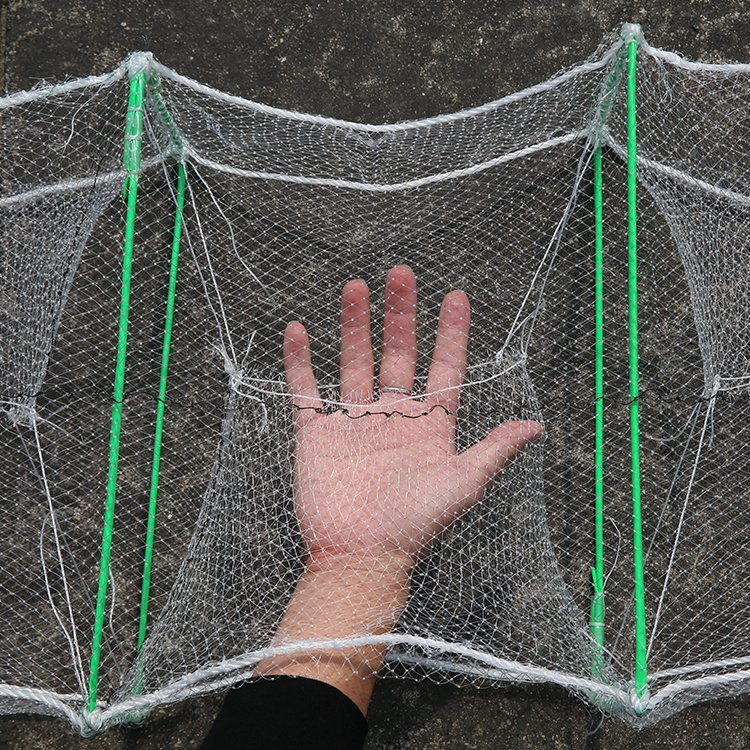 Shrimp Creel Crab Lobster Traps Fish Trap New Style Foldable Fishing Aquaculture Traps with Good Quality Green/blue Cuboid 9.3m