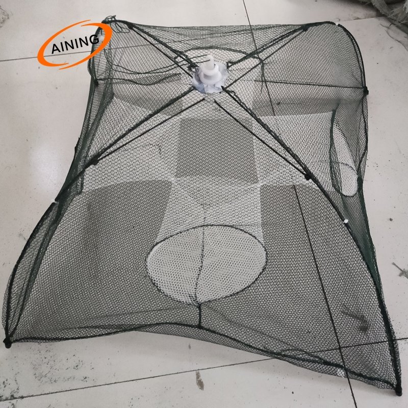 PE Portable Prawn Bait Crab Shrimp Net Drop Landing Fish Pier Harbour Pond Umbrella Shape Folding Fishing Nets