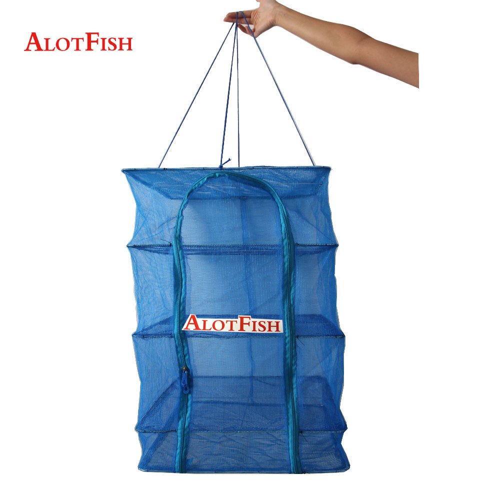5 Layers Meat Drying Net, Foldable Nylon Fish Net Drying Rack, Folding Vegetable Food Dehydrator Receive Storage Carrying Bag wi