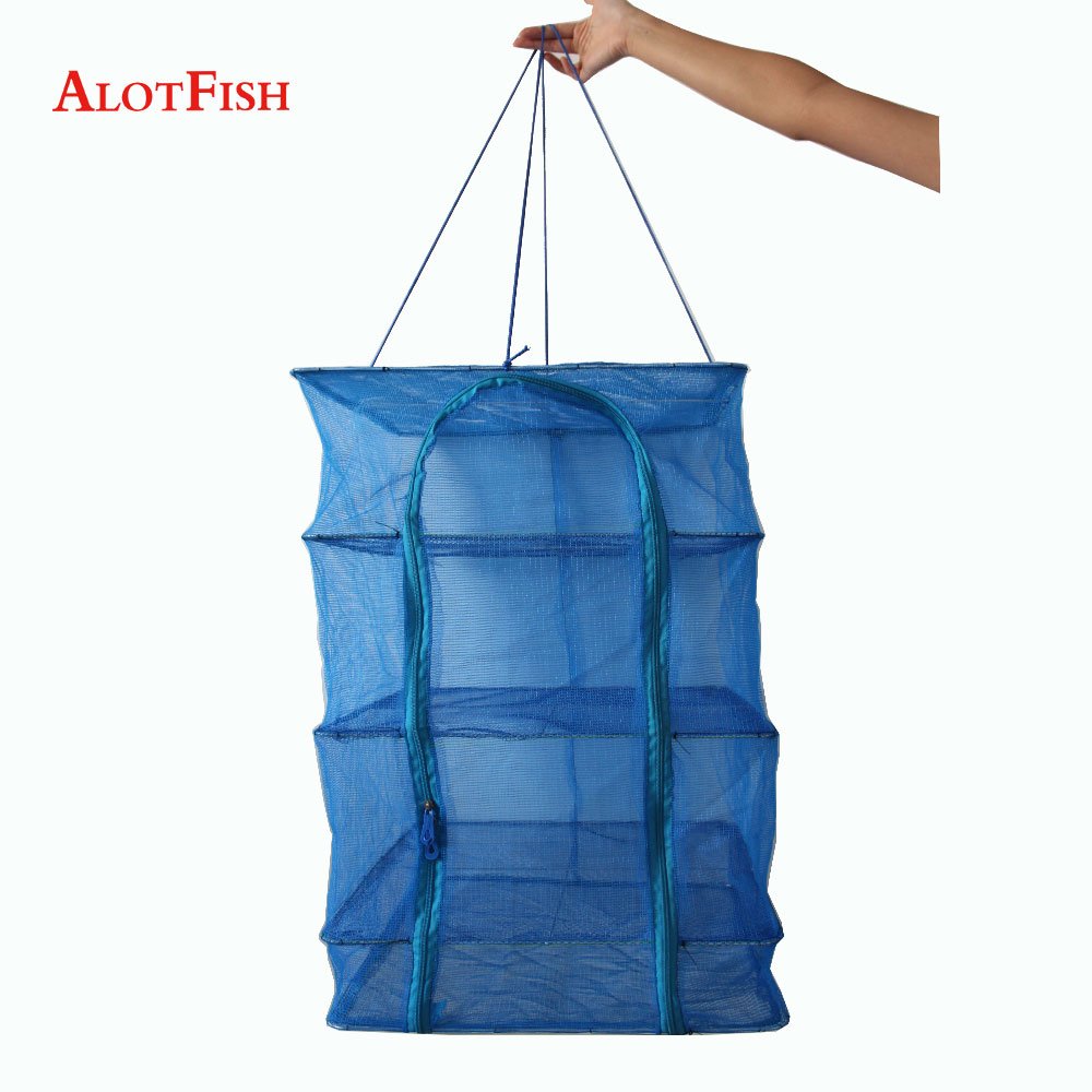 5 Layers Meat Drying Net, Foldable Nylon Fish Net Drying Rack, Folding Vegetable Food Dehydrator Receive Storage Carrying Bag wi
