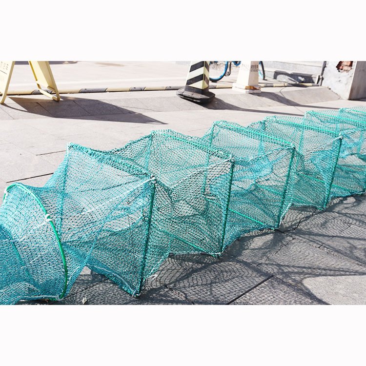 10m Green Long Cage PE Fish Trap fish crab cage net Folding Crab Cage
