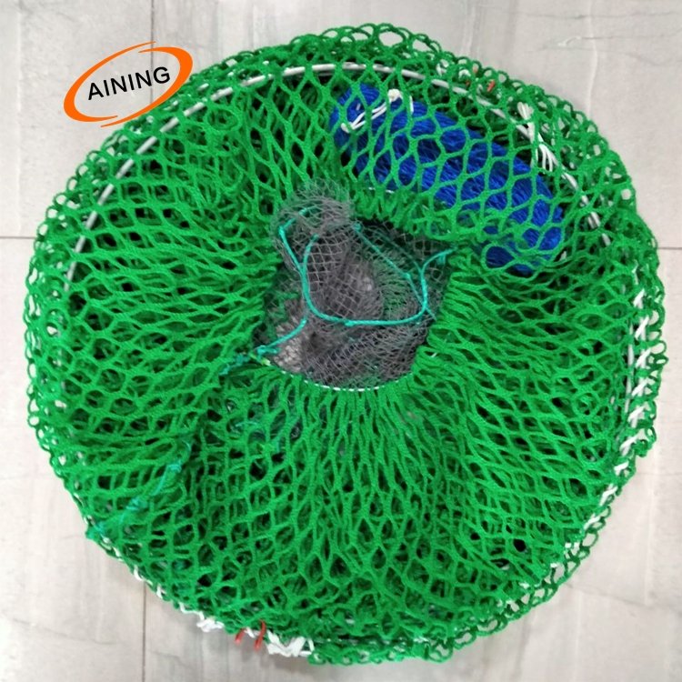 Multi-layers and multi-size of mesh spring fish cage with high quality green/black/blue color PE knotless net fish trap