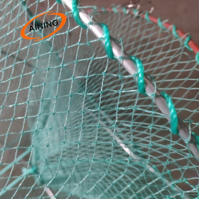 Multi-layers and multi-size of mesh spring fish cage with high quality green/black/blue color PE knotless net fish trap
