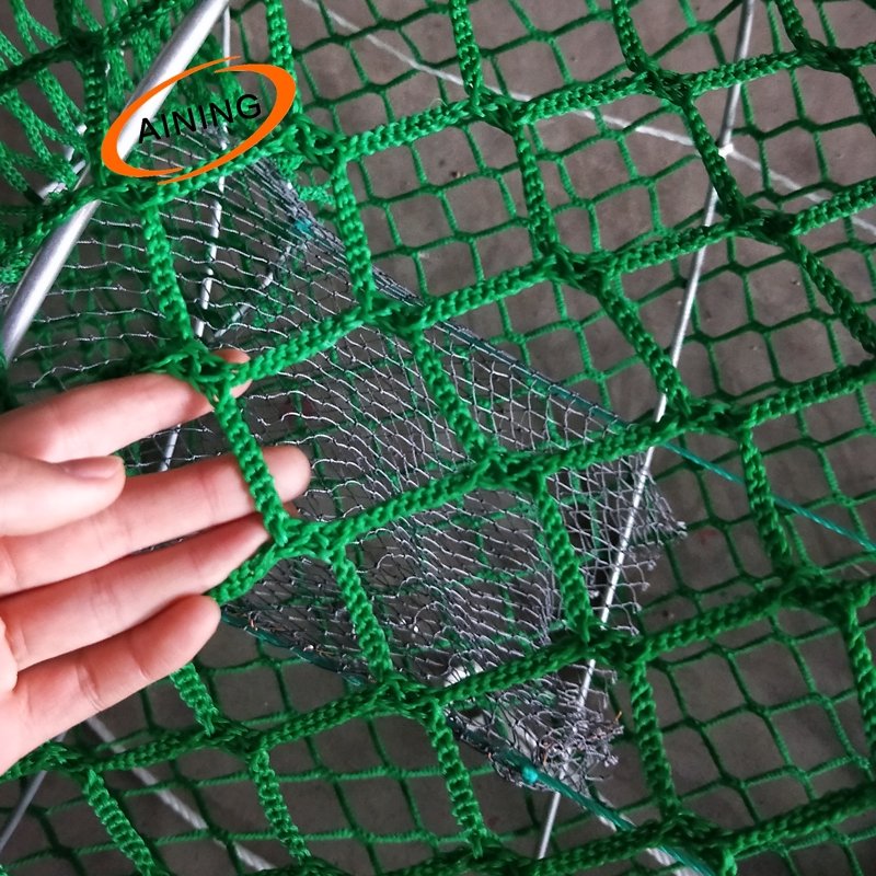Multi-layers and multi-size of mesh spring fish cage with high quality green/black/blue color PE knotless net fish trap